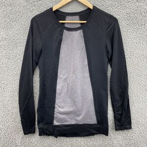 Cabi Womens Athletic Long Sleeve Black Gray Colorblock Running Shirt Size‎ Small